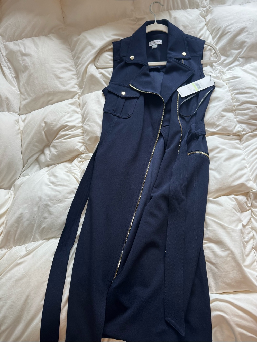 Calvin Klein Navy Sleeveless Zip Utility Jumpsuit